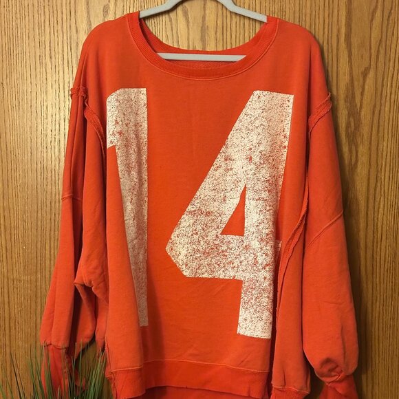 NWOT Free People Graphic Camden Pullover #14 size- LARGE - Picture 4 of 7